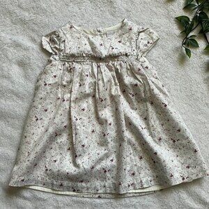 Little White Company Floral Smocked Baby Dress 3-6M Cream Cottagecore